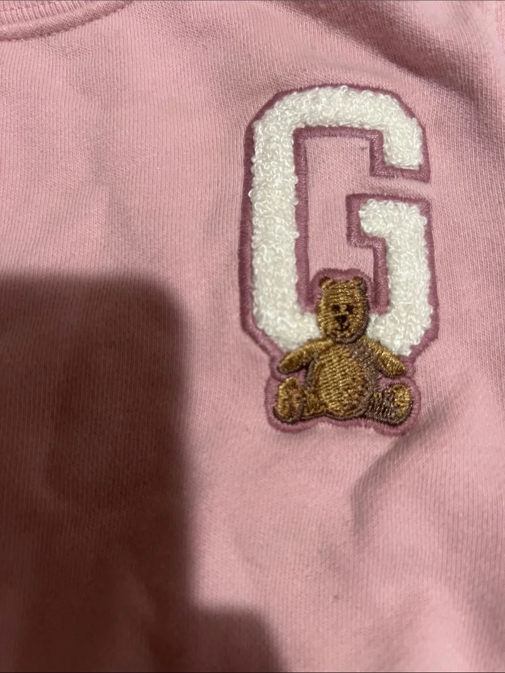 GAP Pink Kids Sweatshirt with 'G' Patch and Teddy Detail